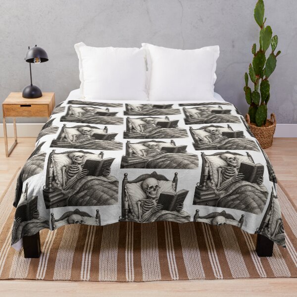 Item preview, Skeleton Reading Book In Bed Funny Bookworm Dark Academia designed and sold by CoolCrazyChaos.