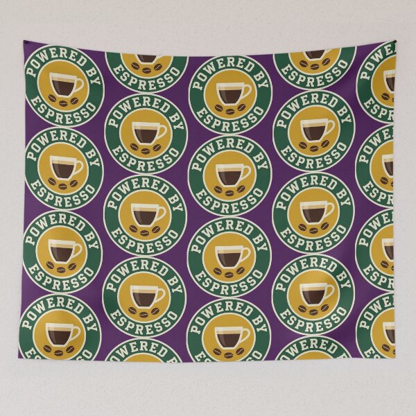 Item preview, Powered by Espresso Retro Varsity Coffee mug designed and sold by Soft Strength Studio.