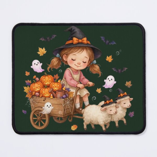 Item preview, Cute Witch Girl with Lambs Sticker, Spooky Halloween Pumpkin Wagon Gift designed and sold by HoMya.