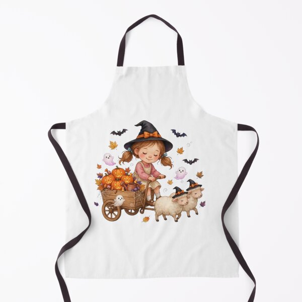 Item preview, Cute Witch Girl with Lambs Sticker, Spooky Halloween Pumpkin Wagon Gift designed and sold by HoMya.