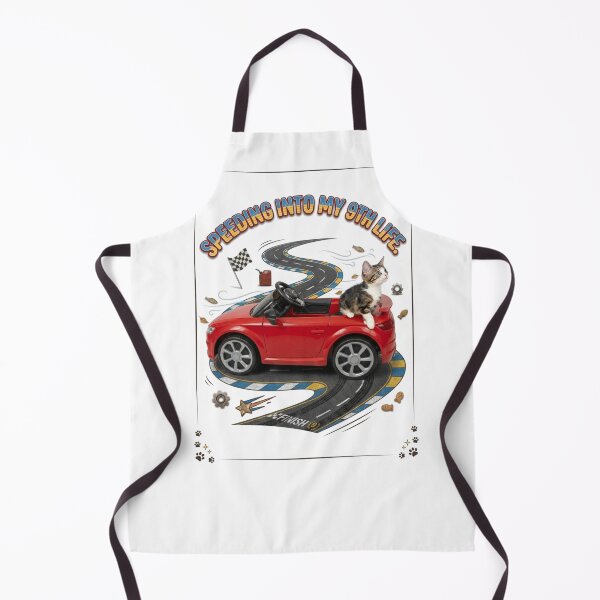 Item preview, Speeding Into My 9th Life - Funny Cat Driving Red Car designed and sold by MeliMedO Art.