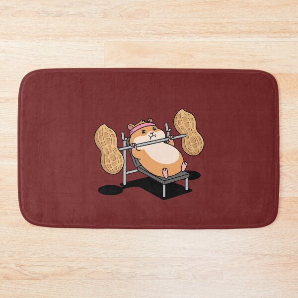 Item preview, Cute Hamster Bench Pressing Peanut Barbell Gym Art designed and sold by Rare By Hero.