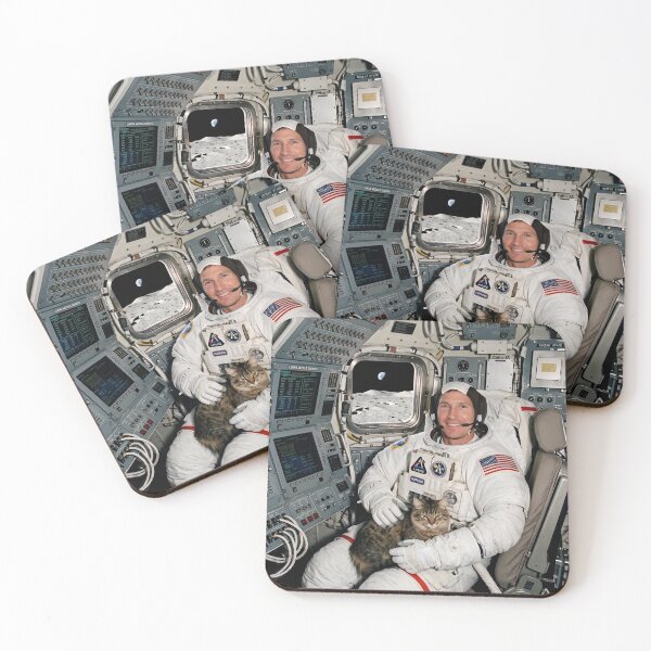 Item preview, NASA astronaut with a cat on his lap designed and sold by WiseBow.