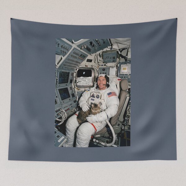 Item preview, NASA astronaut with a cat on his lap designed and sold by WiseBow.