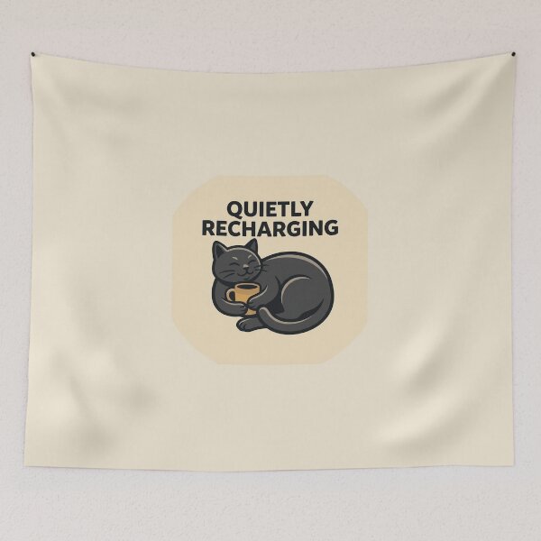 Item preview, Black Cat Quietly Recharging designed and sold by QuietNovaShop.