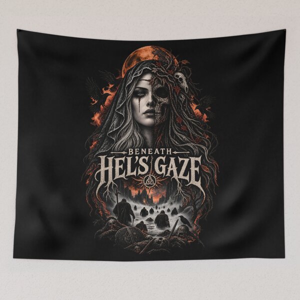 Item preview, Beneath Hel’s Gaze – Norse Goddess Dark Viking Underworld Art designed and sold by R3XFORGE.