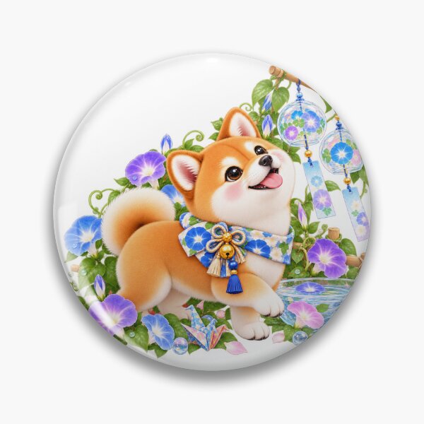 Artikelvorschau, Niedlicher Shiba Inu mit japanischen Windspielen entworfen und verkauft von LunaDogStudio.