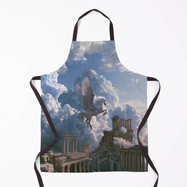Item preview, A majestic Pegasus flying through brilliant white clouds above ancient temples, Fantasy & Mythological Creatures designed and sold by CDC40.