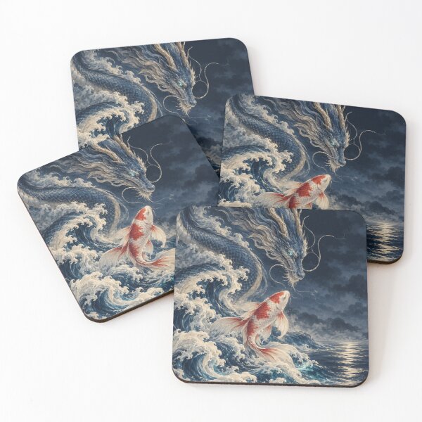 Aperçu de l'œuvre Vagues de Koi Dragon Japonais créée et vendue par Silken moonlight .