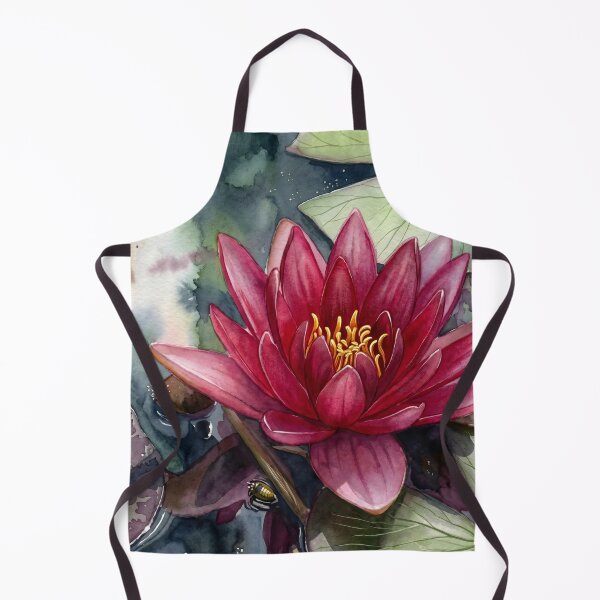 Artikelvorschau, Rote Seerose & Seerosenblätter — Botanische digitale Aquarellkunst entworfen und verkauft von M.ALK.Watercolor.