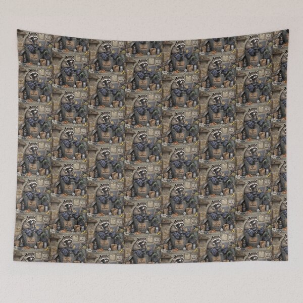 Item preview, Work From Home Raccoon Trash Can Funny Office Burnout designed and sold by CoolCrazyChaos.