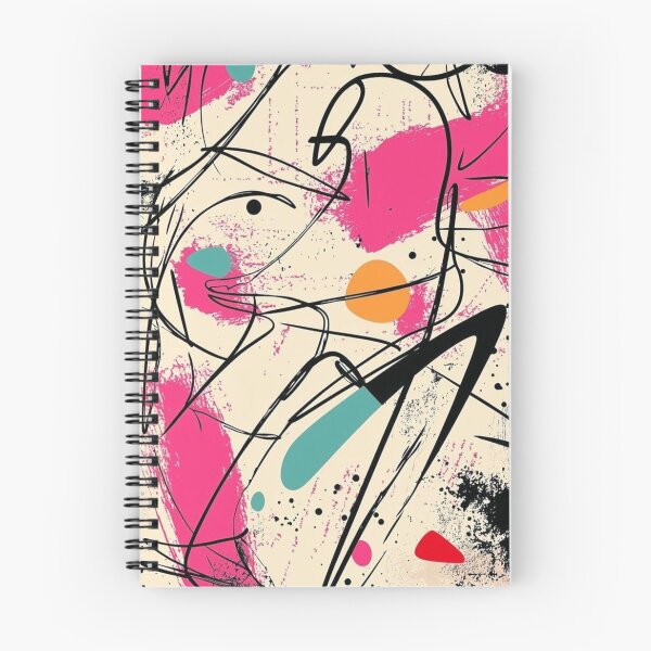 Item preview, Abstract Expressionist Art Pink Teal Orange Black Line Scribble Paint Splatter Modern Pattern designed and sold by EatPrayLive.