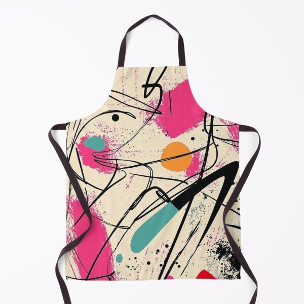 Item preview, Abstract Expressionist Art Pink Teal Orange Black Line Scribble Paint Splatter Modern Pattern designed and sold by EatPrayLive.