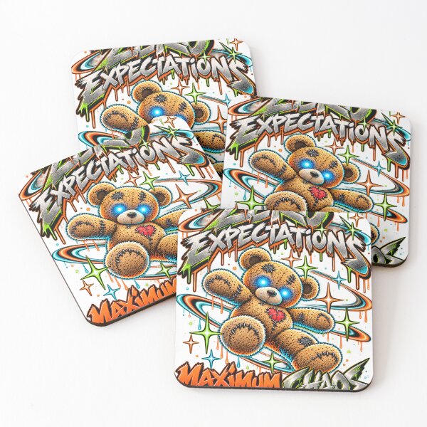 Item preview, Zero Expectations Maximum Chaos Creepy Teddy Bear Graffiti T-Shirt Design designed and sold by KIDEnia.