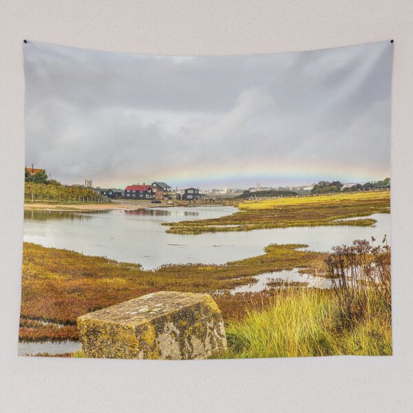Artikelvorschau, Regenbogen über dem Salzmarsch von Walberswick, Suffolk, England entworfen und verkauft von Paul Thompson Photography.