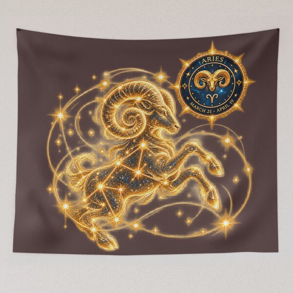 Item preview, Aries Zodiac March 21 - April 19 Constellation Vintage Astrological Design designed and sold by Glodtower.