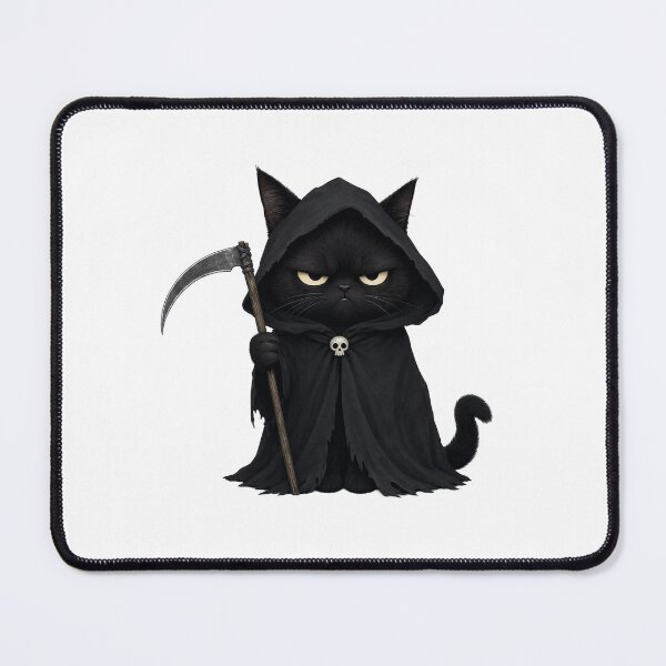 Item preview, Funny Grim Reaper Black Cat Spooky Cute Witchy designed and sold by CoolCrazyChaos.