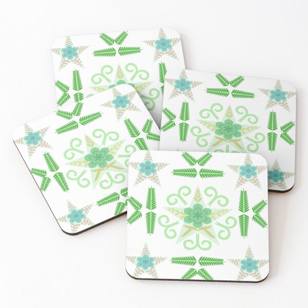 Item preview, Mint Green Floral Star and Botanical Ornament Seamless Pattern designed and sold by Ei-Ei.