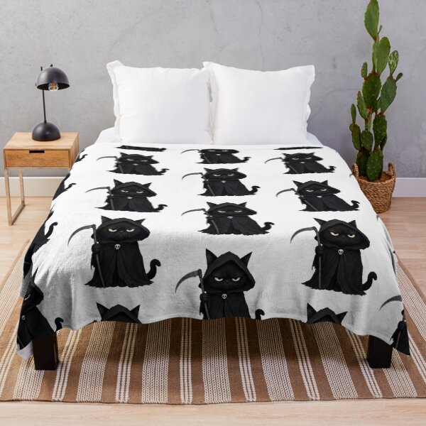 Item preview, Funny Grim Reaper Black Cat Spooky Cute Witchy designed and sold by CoolCrazyChaos.