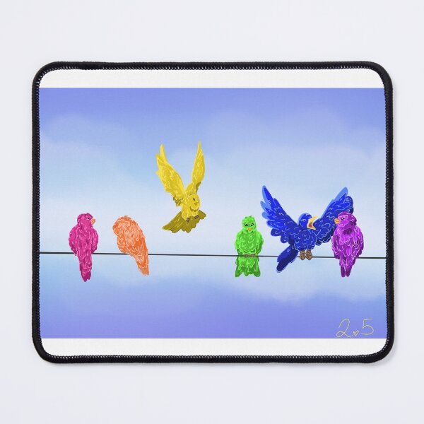 Item preview, Rainbow Parrot Flock – Colorful Whimsical Bird Art designed and sold by Virellian Merch.
