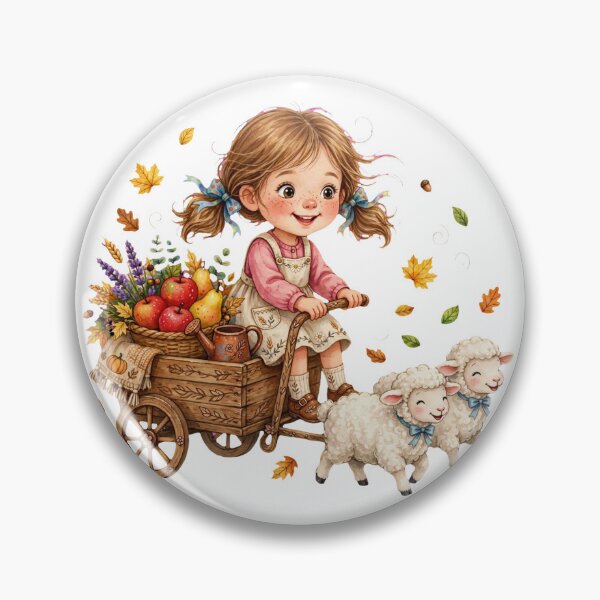 Item preview, Cottagecore Autumn Girl with Lambs Sticker – Cute Autumn Harvest Wagon Gift designed and sold by HoMya.