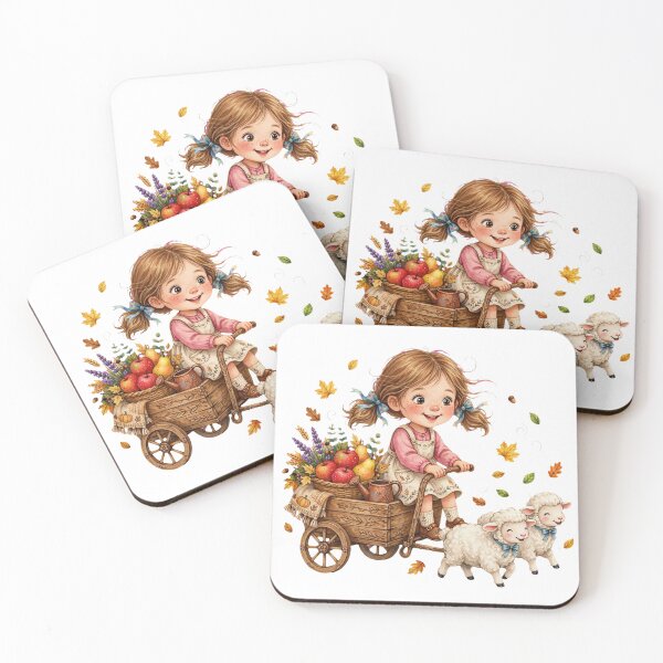 Item preview, Cottagecore Autumn Girl with Lambs Sticker – Cute Autumn Harvest Wagon Gift designed and sold by HoMya.