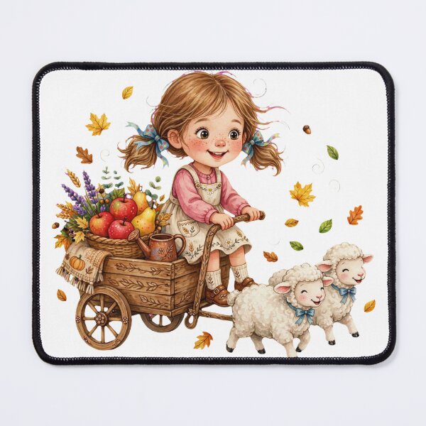 Item preview, Cottagecore Autumn Girl with Lambs Sticker – Cute Autumn Harvest Wagon Gift designed and sold by HoMya.