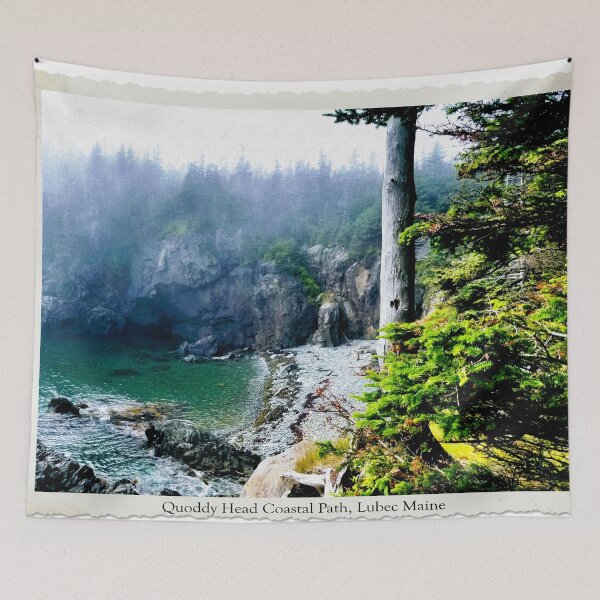 Item preview,  Quoddy Head Coastal Path – Misty Maine Ocean Cliffs Photography designed and sold by Old Barn Studios.