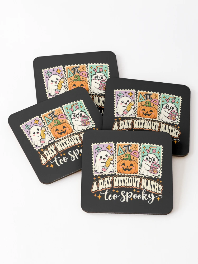 Thumbnail 1 of 5, Coasters (Set of 4), Halloween Math Too Spooky designed and sold by ROUX-ART.