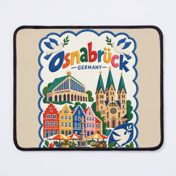 Item preview, Osnabrück Germany Embroidered Folk Art Travel Illustration designed and sold by Witsprings.