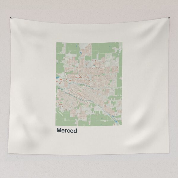 Aperçu de l'œuvre Carte minimaliste de Merced créée et vendue par MapsNerd.