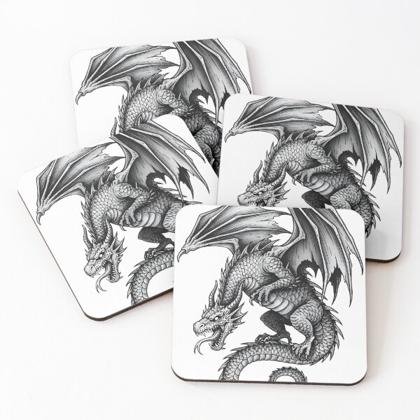 Item preview, Classic Standing Dragon - Tongue Extended Ink Illustration designed and sold by DragonSerpent Ink.