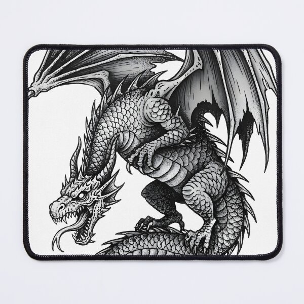 Item preview, Classic Standing Dragon - Tongue Extended Ink Illustration designed and sold by DragonSerpent Ink.