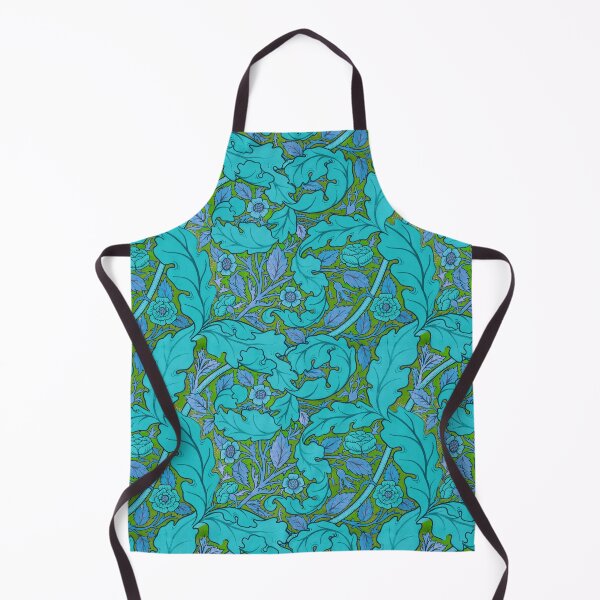 Item preview, Distressed turquoise blue Acanthus & Rose William Morris floral designed and sold by Anne Londez Studio.