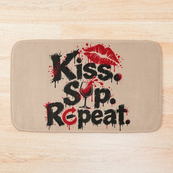 Item preview, Kiss Sip Repeat Wine Lover Funny Design designed and sold by RDproject.