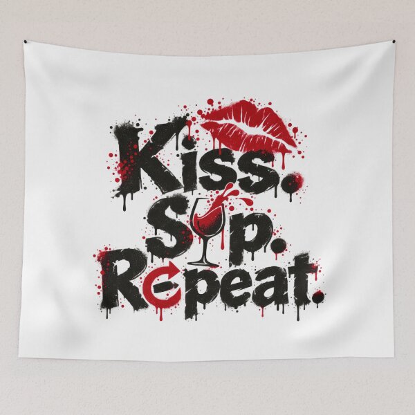 Item preview, Kiss Sip Repeat Wine Lover Funny Design designed and sold by RDproject.
