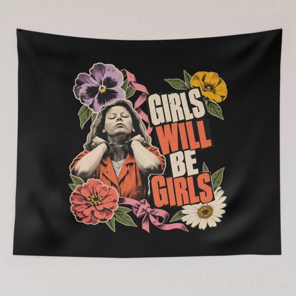 Item preview, Aileen Wuornos Girls Will Be Girls Floral Handcuffs Aileen Portrait designed and sold by Jessi-Scott-Art.