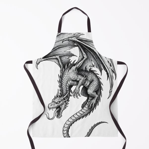 Item preview, Torn Wing Dragon - Straight Tail Ink Illustration designed and sold by DragonSerpent Ink.