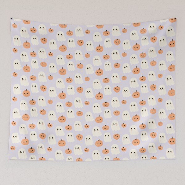 Item preview, Cute Halloween Ghost and Pumpkin Pattern designed and sold by Aelbrn.