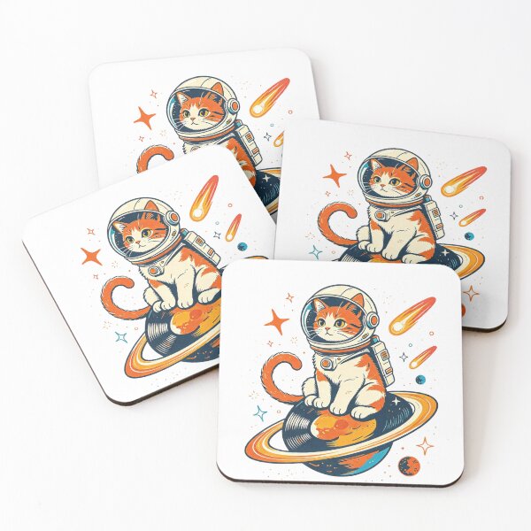 Item preview, Astro Cat - Cute Astronaut Cat on Vinyl Planet - Space Cat Art designed and sold by Mittu96.