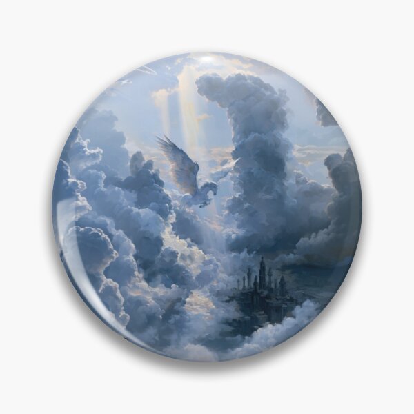 Item preview, A majestic Pegasus flying through brilliant white clouds above ancient temples, Fantasy & Mythological Creatures designed and sold by CDC40.