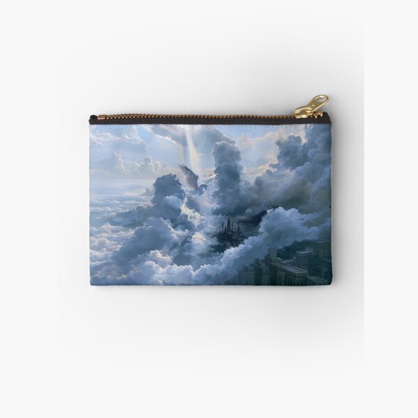 Item preview, A majestic Pegasus flying through brilliant white clouds above ancient temples, Fantasy & Mythological Creatures designed and sold by CDC40.