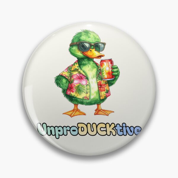 Item preview, Unproductive green duck in a Hawaiian shirt with soda designed and sold by LiskoDesign.