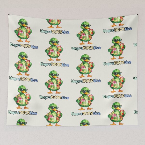Item preview, Unproductive green duck in a Hawaiian shirt with soda designed and sold by LiskoDesign.