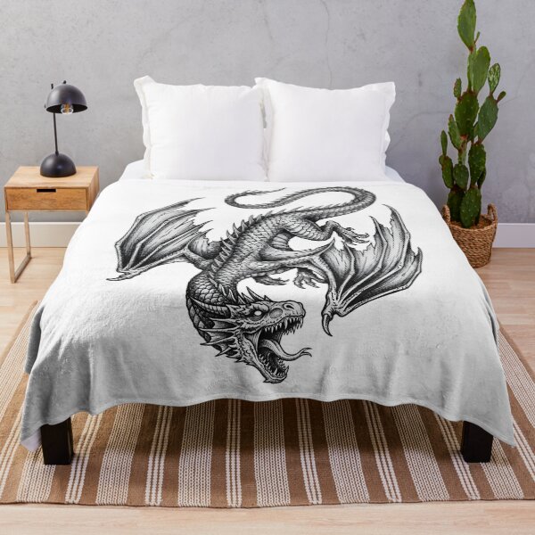 Item preview, High-Res Diving Dragon - Curved Tail Ink Illustration designed and sold by DragonSerpent Ink.