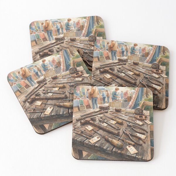 Item preview, Vintage Flea Market Tool Stand Watercolor Art designed and sold by bvdesignart.