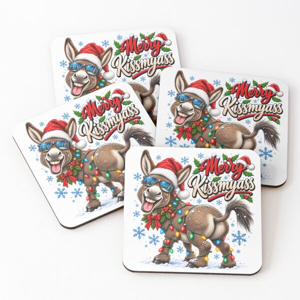 Item preview, Merry Kissmyass Christmas Donkey Funny Holiday Snowflake Humor designed and sold by Rtcraftani.