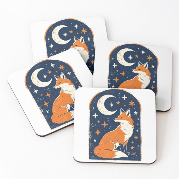 Item preview, Celestial Fox Under Moon - Mystical Boho Fox and Stars Art designed and sold by Mittu96.