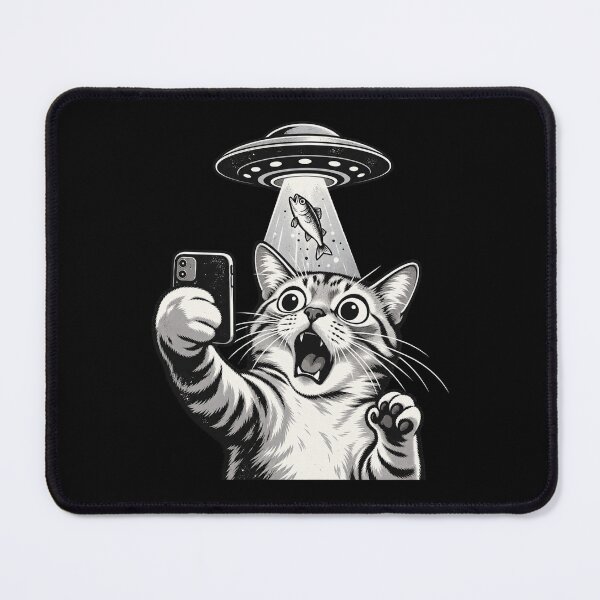 Item preview, Cat Selfie with Alien UFO Funny Cat designed and sold by Kladhadredo.