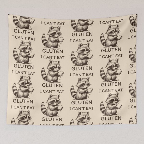 Item preview, I Can't Eat Gluten Sad Gluten Intolerant Raccoon designed and sold by KLArtzStore.